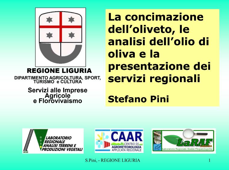 La concimazione dell’oliveto, le analisi dell’olio di oliva e la presentazione dei servizi regionali